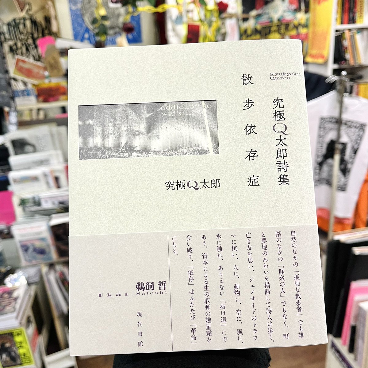 〈新入荷〉『究極Q太郎詩集　散歩依存症』（現代書館）
 ira.tokyo/item/book/1366…
「無力さという重力を担ぎ　歩け、歩け、歩け――。八方塞がりの中にあるのは　私か、あるいは世界か」
「にしこく挽歌」「散歩依存症」「ガザの上にも月はのぼる」他39篇を所収。写真とドローイング、詳細な年譜も掲載。
