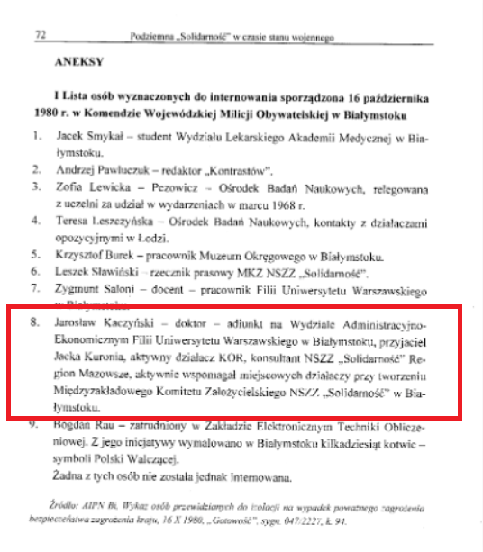 Propaganda Tuska chce z Jarosława Kaczyńskiego zrobić człowieka, który nie miał być internowany przez PRL - stąd #JarekŚpioch 

Kaczyński był na liście - tylko służby PRL nie potrafiły go znaleźć, a później uznały, że lepiej na niego wpływać poprzez jego uwięzionego brata.