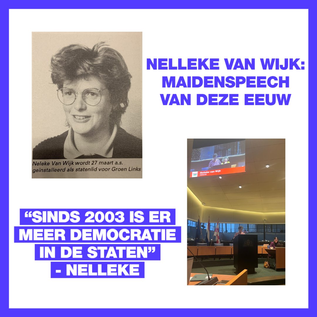 Vandaag hield Nelleke haar maidenspeech, van de 21e eeuw. In 1992 sprak Nelleke over de herindeling van de gemeente 's-Hertogenbosch, dit keer reflecteerde zij op de verschillen in de Provinciale Staten tussen haar eerste periodes als Statenlid en nu.