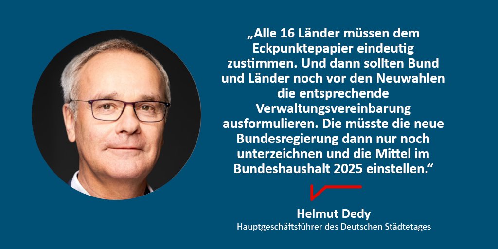 Deutscher Städtetag (@staedtetag) on Twitter photo #Digitalpakt 2.0: Es ist ein gutes Signal, dass sich die Länder mit neuem Bundesbildungsminister auf Eckpunkte für Pakt verständigt haben.
Ggü <a href="/TspBackgroundSV/">Tagesspiegel Background Smart City</a> plädierte Städtetags-HGF Helmut Dedy dafür, jetzt direkt einen Schritt weiterzugehen:
staedtetag.de/presse/pressem… #Digitalpakt 2.0: Es ist ein gutes Signal, dass sich die Länder mit neuem Bundesbildungsminister auf Eckpunkte für Pakt verständigt haben.
Ggü <a href="/TspBackgroundSV/">Tagesspiegel Background Smart City</a> plädierte Städtetags-HGF Helmut Dedy dafür, jetzt direkt einen Schritt weiterzugehen:
staedtetag.de/presse/pressem…