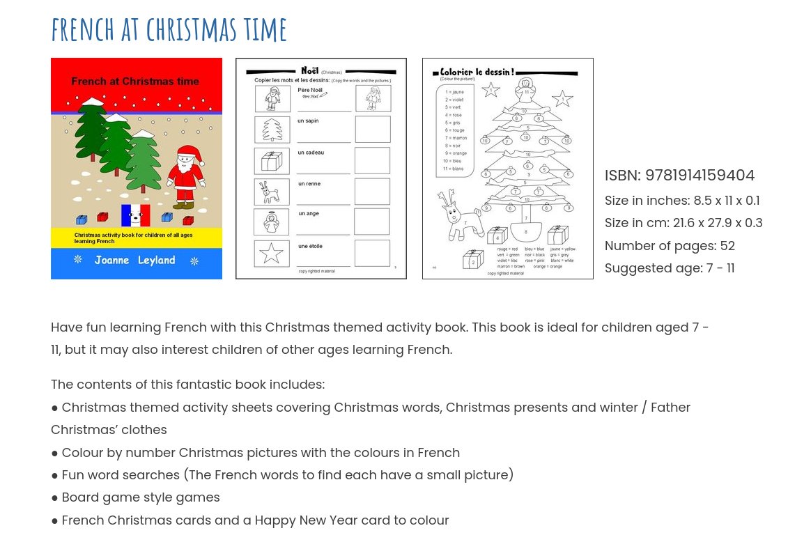 Looking for a French Christmas resource that may be photocopied for class / home use? French at Christmas time has activity sheets, word searches, colouring pages and Christmas cards to photocopy and make. Amazon link: amazon.co.uk/French-Christm… RRP £5.99 #FrenchKS2 #FrenchKS3 #MFL