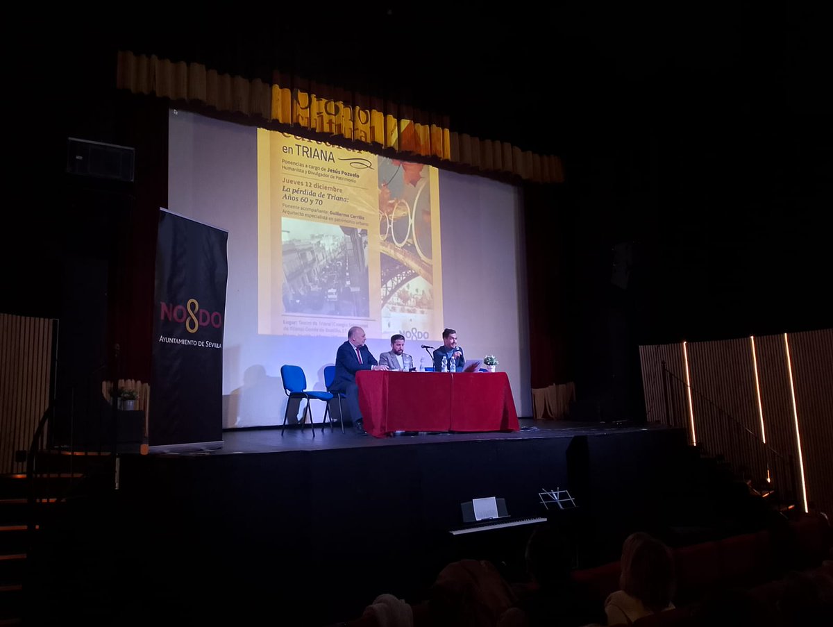 DtoTriana's tweet photo. 👏👏👏Magnífica y concurrida charla del ciclo "Otoño Cultural en Triana".
Con la ponencia de D. Jesús Pozuelo y D. Guillermo Carrillo "La Pérdida de Triana: Años 60 y 70" en el Teatro Triana de Los Salesianos.👇🏻
#DistritoTriana
#SevillaHoy https://t.co/SlPciAbZaz