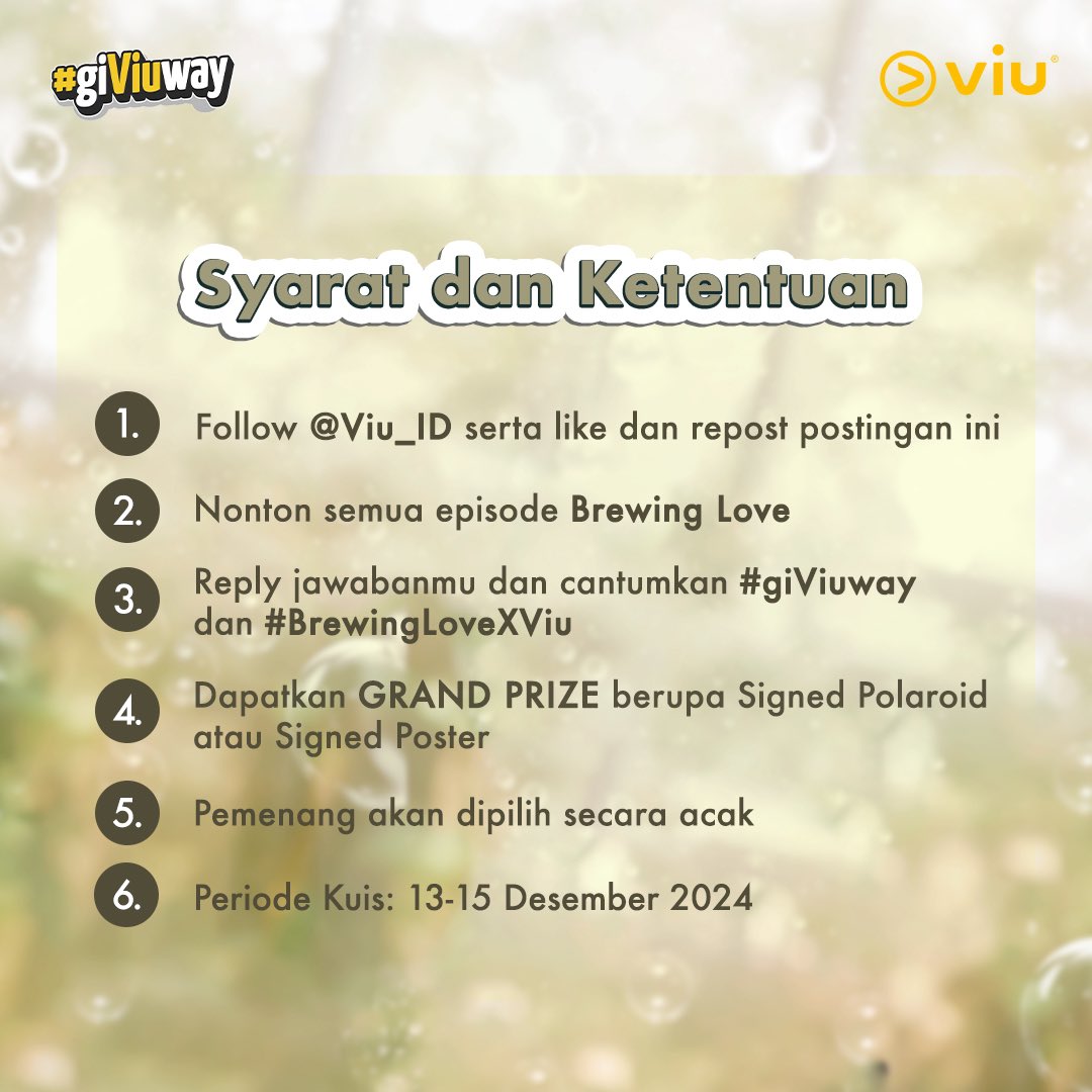 Viu_ID's tweet photo. Siapa yang mau Signed Polaroid &amp; Signed Poster gemes dari JuJu couple di Brewing Love?! 👩‍❤️‍👨🍻

Jangan lupa ikutan giViuwaynya yuk! cek slide ke-2 buat tau S&amp;Knya, ya~

Periode kuis: 13-15 Desember 2024

Good luck! 🍻

#Viu #giViuWay #BrewingLoveXViu https://t.co/qYomCpGs4z