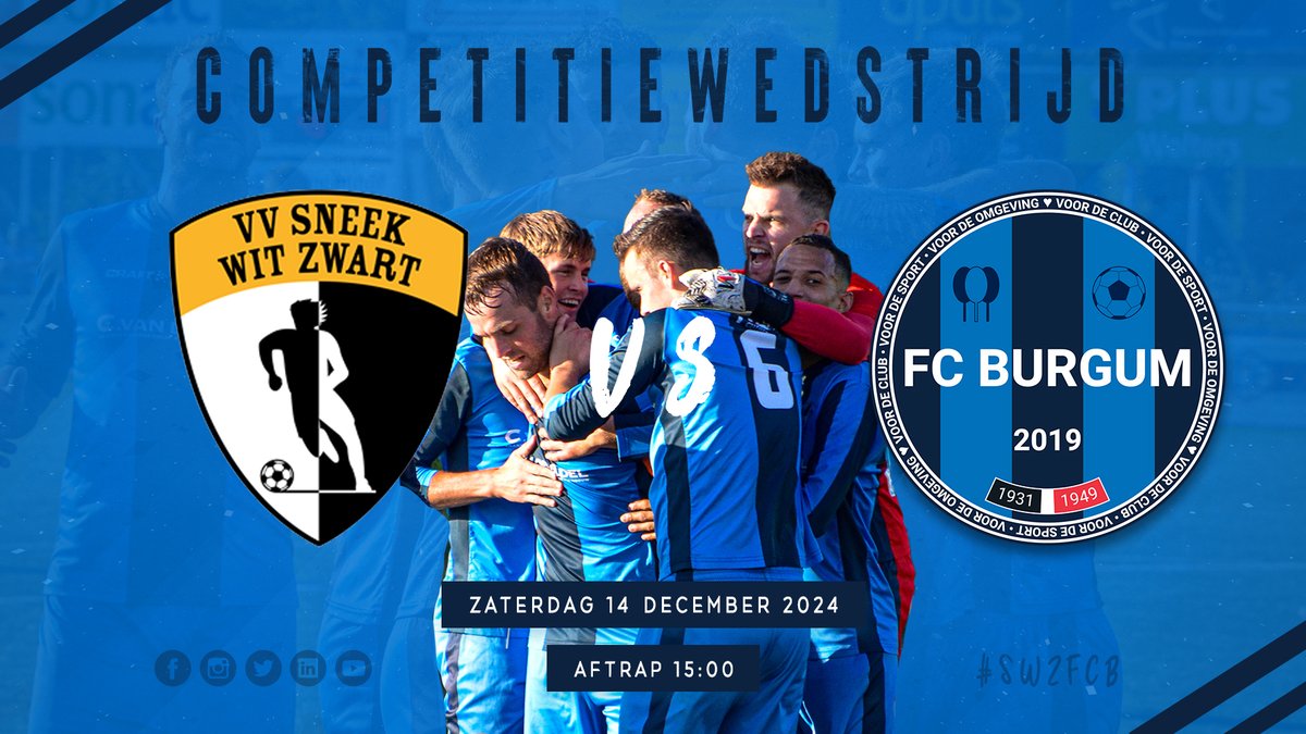 fcburgum's tweet photo. Morgen wacht ons de laatste wedstrijd in 2024 tegen @SneekWitZwart!🔥⚽️

Dit betreft de inhaalwedstrijd van de afgelasting op 23 november. Beide ploegen staan inmiddels op 13 punten in de middenmoot van de competitie. 

#SWZFCB

[1/3] https://t.co/6imm63UUze