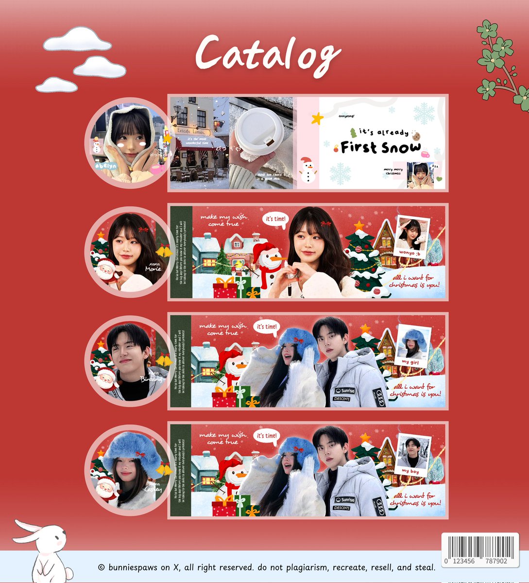 help repost? thank u ‹3

hellOo! 🎅🏻🧤 mulai hari ini aku open request layout khusus catalog 'Christmas Edition' iaa. ada diskon 25% untuk 3 pembeli pertama 😯 TNC dan form bisa cek di bawah! 🌟☃️🎀🌲

#zonauang #zonaba