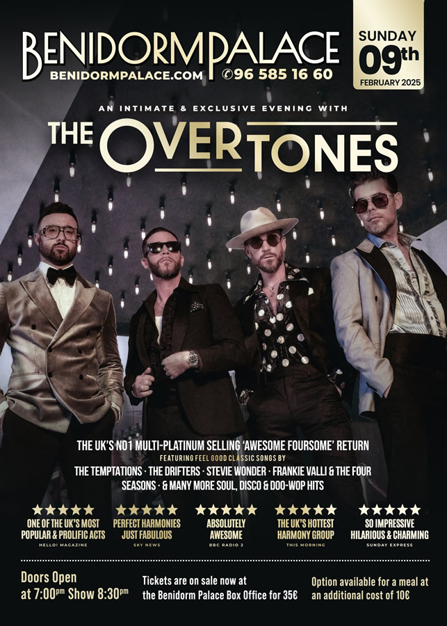 Beniexcursions's tweet photo. The Overtones , LIVE at the Benidorm Palace on Sunday the 9th of February 2025. https://t.co/lOphlACSWN https://t.co/79oVigef1d