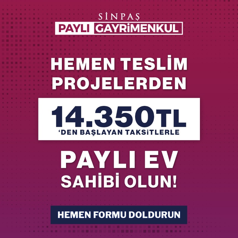 SinpasGYO's tweet photo. Evin Tamamını Almak Yerine, Bütçeniz Kadar Pay Alın!
‼️14.350 TL’den Başlayan Taksitle
✨3 Ay Sonra Kira Almaya Başlayın.
✅ %25 PEŞİNAT ve 20 Aya Varan TAKSİT Fırsatı.
Bilgi Almak için HEMEN FORMU Doldurun.
