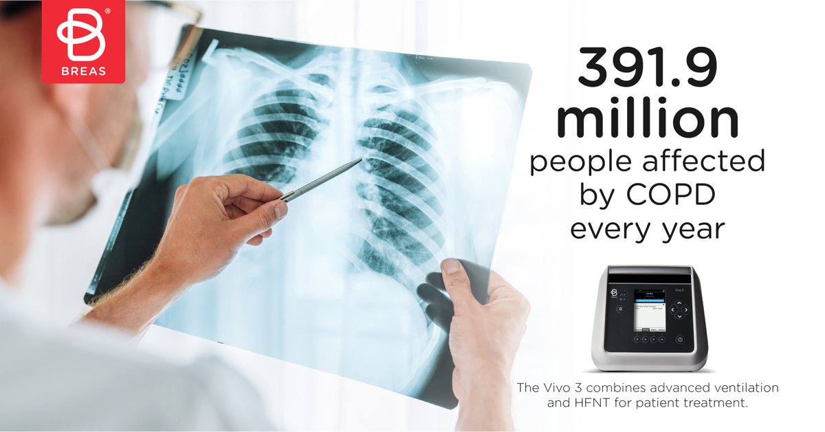 Nearly 400 million people are affected by COPD each year.

The Vivo 3 by Breas simplifies advanced care by combining ventilation with high-flow nasal therapy. 

Please visit breas.com/en to find out more about Breas and our solutions.

#Breas #BeMore #Vivo3 #NIV #COPD