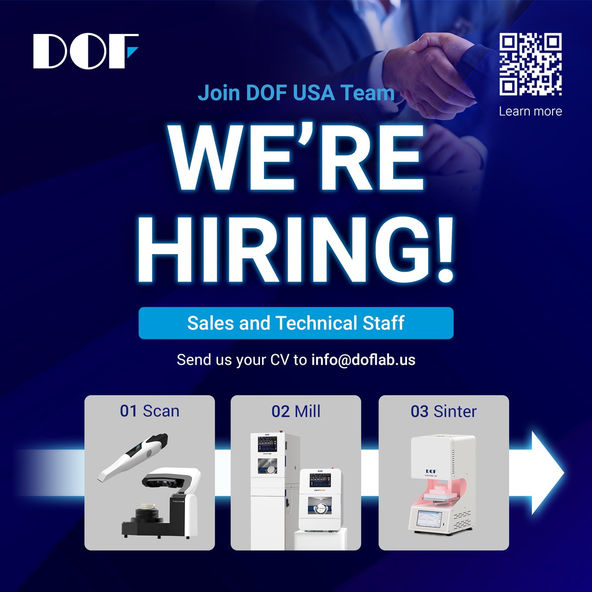 We’re Hiring! DOF USA is expanding, and we’re looking for talented individuals to join our dynamic team! 📧 How to Apply: Send your CV to info@doflab.us and take the first step toward a rewarding career with DOF USA.