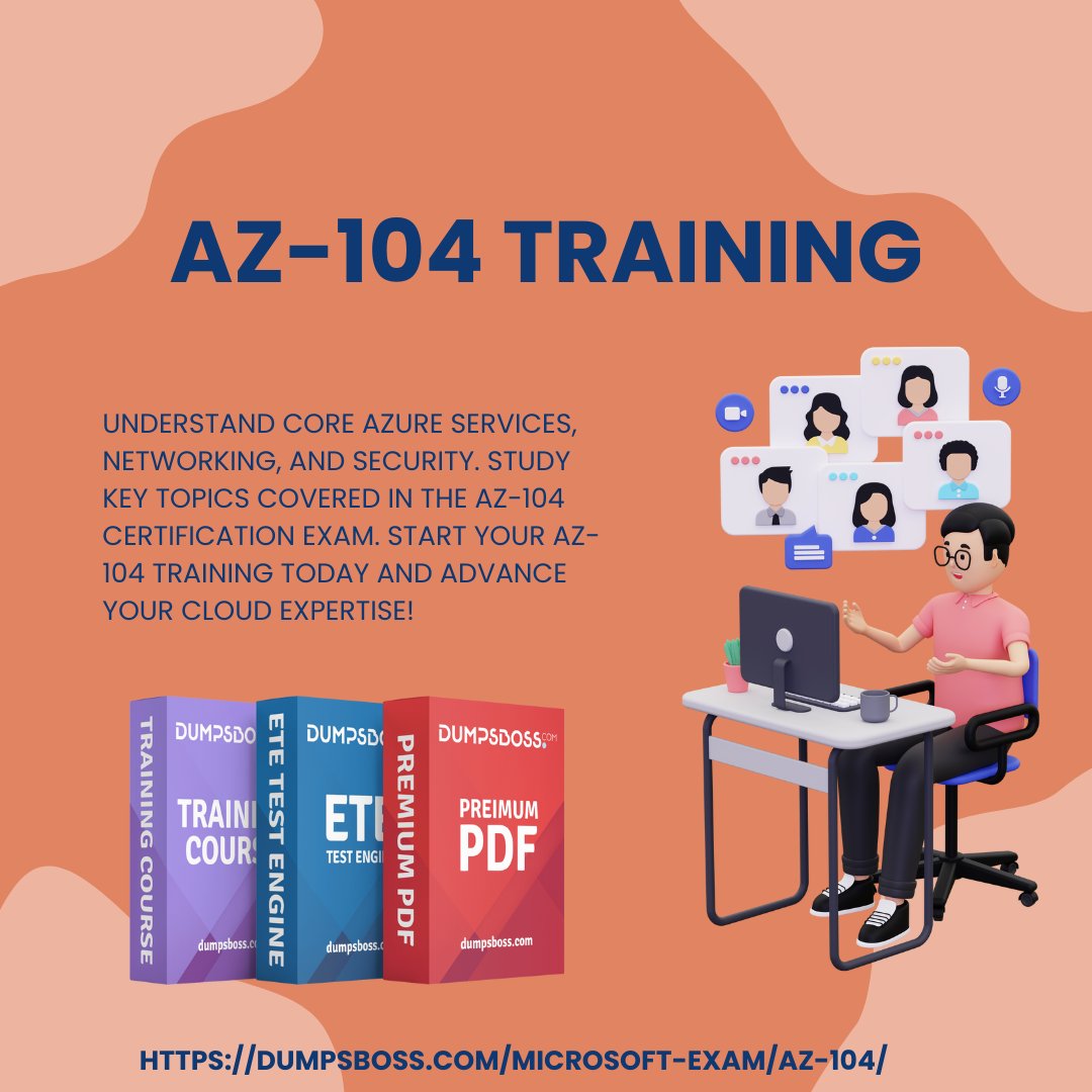 NennaBen's tweet image. The AZ-104 exam is designed to evaluate an individual’s proficiency in managing Azure infrastructure#AZ104Training #AzureAdminTraining #DumpsBossTraining #MicrosoftAzureCourse #AZ104StudySessions