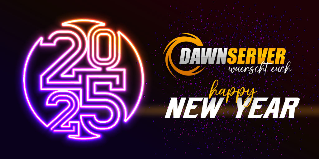 🎆 Happy New Year, Gamer! Auf ein 2025 voller Quests, Siege &amp; spannender Momente. Danke für eure Treue! 🕹️ Euer Team von dawn-server.de #HappyNewYear #GamingGoals