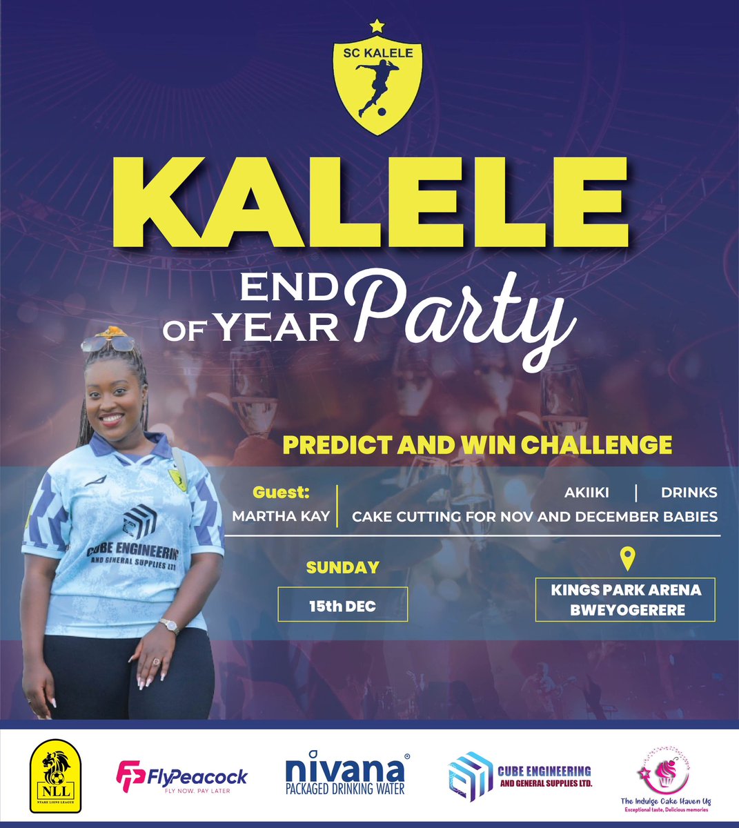 We shall be hosting our End of Year Party at Kings Park Arena this Sunday with lots of prizes to be won by fans who’ll accurately predict the score against our Jabulani brothers. 

Comment with your prediction to stand a chance of winning. 
#SecundoKualele #Road2Fortportal #NLLXV