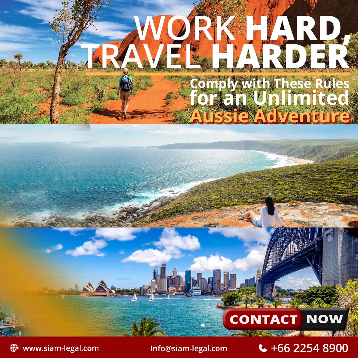 SiamLegal's tweet image. Ever dreamed of getting paid to explore Australia? With the 𝐀𝐮𝐬𝐭𝐫𝐚𝐥𝐢𝐚𝐧 𝐖𝐨𝐫𝐤𝐢𝐧𝐠 𝐇𝐨𝐥𝐢𝐝𝐚𝐲 𝐕𝐢𝐬𝐚, that dream becomes reality! (1)

#AustraliaWorkHoliday #ExploreAustralia #WorkAndTravel #SiamLegal #WorkAbroad #VisaExperts
