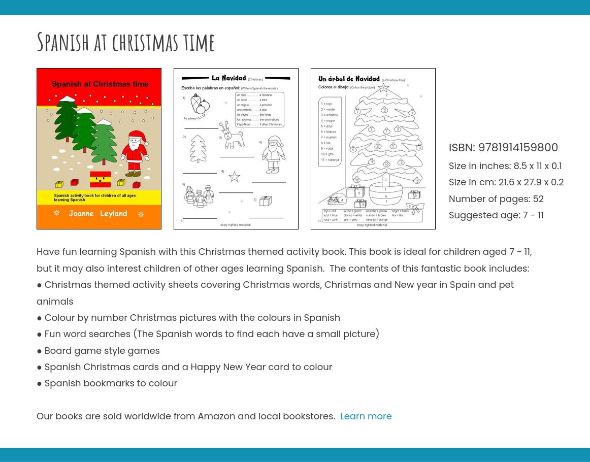 FunSpanish_kids's tweet photo. Looking for a Spanish Christmas resource that may be photocopied for class / home use?  Spanish at Christmas time has activity sheets, colouring pages, word searches and Christmas cards to photocopy and make.  Amazon link: https://t.co/xirpytCm4R RRP £5.99 #SpanishKS2 #SpanishKS3 https://t.co/RmVe1NZAvB