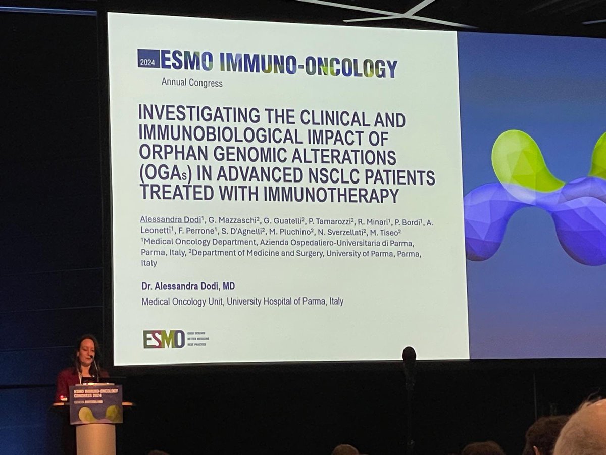 alessandra_dodi's tweet photo. What an honor to share at #ESMOImmuno24 our results suggesting that NSCLC with KRAS-nonG12C, BRAF-non600E, PIK3CA mutations show a better outcome and develop an activated circulating immunophenotype when treated with ICIs! Thanks @MarianaBrandao0 for the outstanding discussion! https://t.co/bhVbgnnCaP