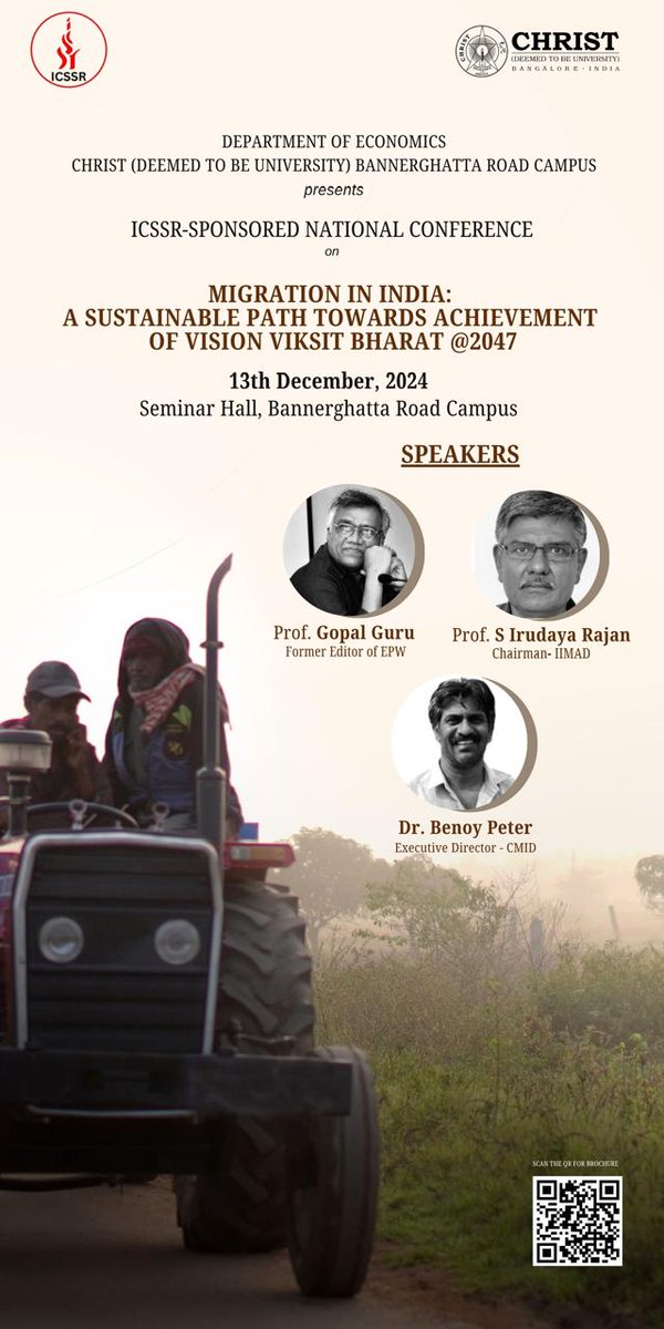 CMIDTrust's tweet photo. CMID Executive Director Dr. Benoy Peter joined distinguished speakers Prof. Gopal Guru and Prof. S. Irudaya Rajan in sharing insights on internal migration in India at the National Conference on Migration in India hosted by Christ University, Bangalore.
#MigrationMatters #CMID https://t.co/P4ddW1GPMP