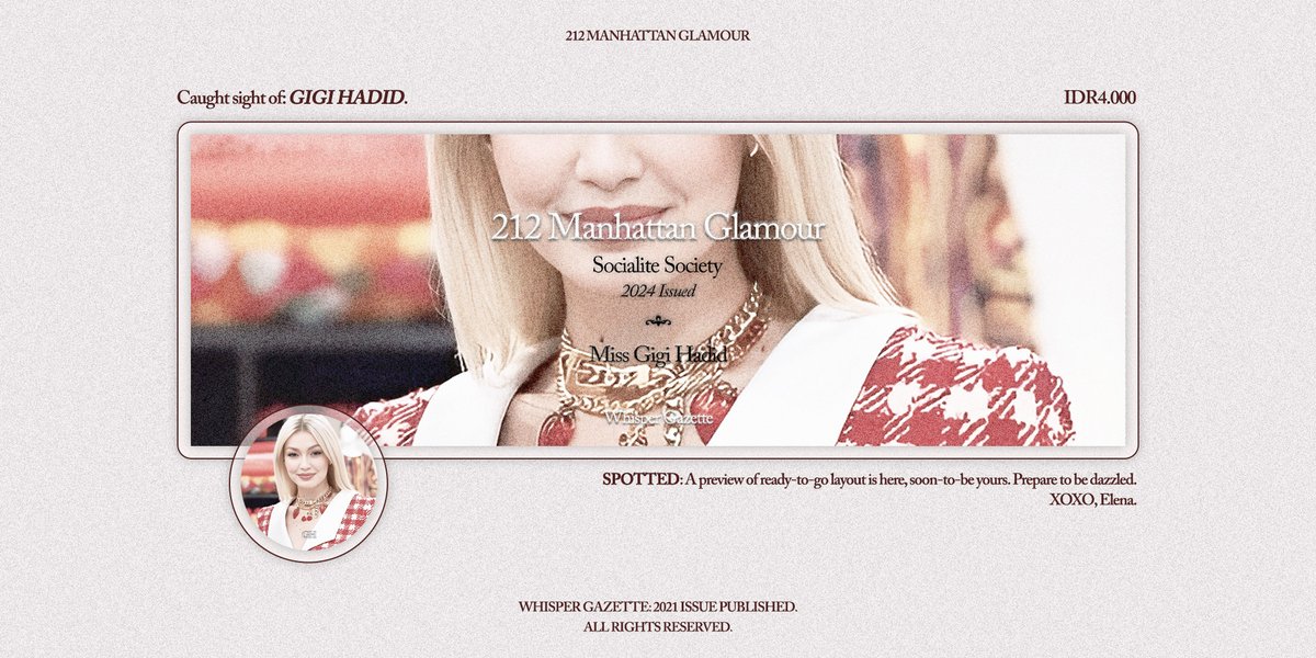 Any interactions are very appreciated, xx.

To the glamorous residents of Manhattan, four Decadence layout are now ready for you, priced at IDR4,000/each. Free retext included with every purchase. DM x.com/ellepages to take, xo.

#zonauang