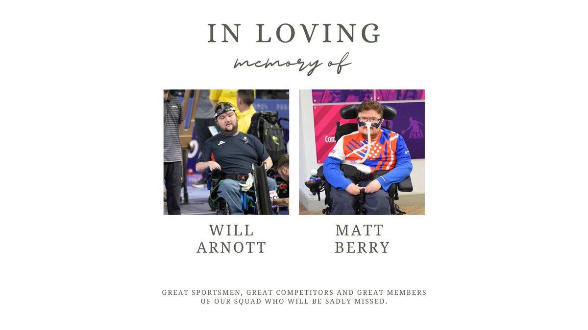 It is with great sadness that we share the news that Will Arnott &amp; Matt Berry have both passed away.

Please find our tributes here:

Remembering Will boccia.uk.com/news/2024/12/1…

Remembering Matt boccia.uk.com/news/2024/12/1…

Please share memories &amp; condolences in the comments.