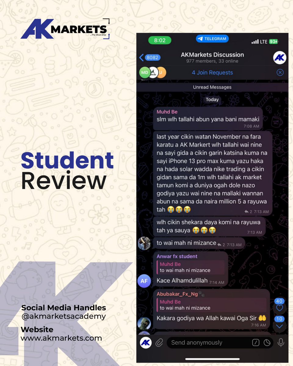 Alhamdulillah! Within just 1 year of joining AK Markets, this student transformed his life—bought a house in Katsina State, an iPhone 13, and achieved financial stability. 

Hard work and the right guidance truly pay off! 

#AKMarketsAcademy #ForexSuccess #StayInTheBlue