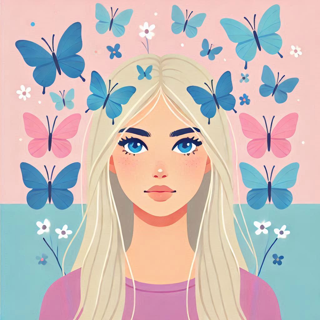 ButterPecanP1e's tweet image. #AI #AIGenerated #GeneratedAI #Art #Butterflies
#Hair #Blonde #Girl #Woman