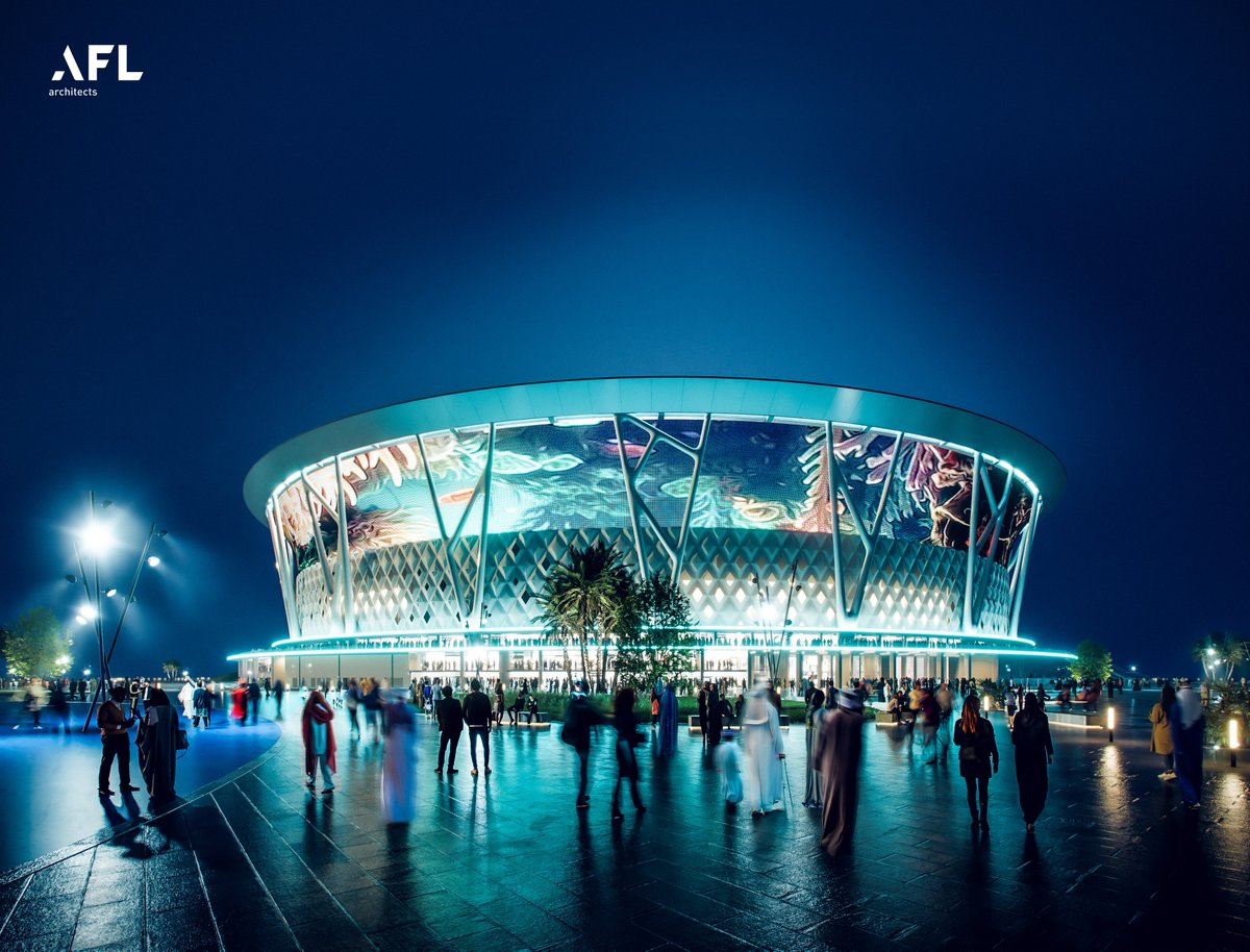 AFLArchitects's tweet photo. Inspired by the resilience of nature, the King Abdullah Economic City Stadium is a landmark for FIFA World Cup 2034™. 🌍🏟️ Blending innovation, sustainability, &amp; community, it features a thermal façade, demountable tiers &amp; LEED Gold goals. Learn more: https://t.co/xivPBRPD3F https://t.co/yjrNCPGbRC