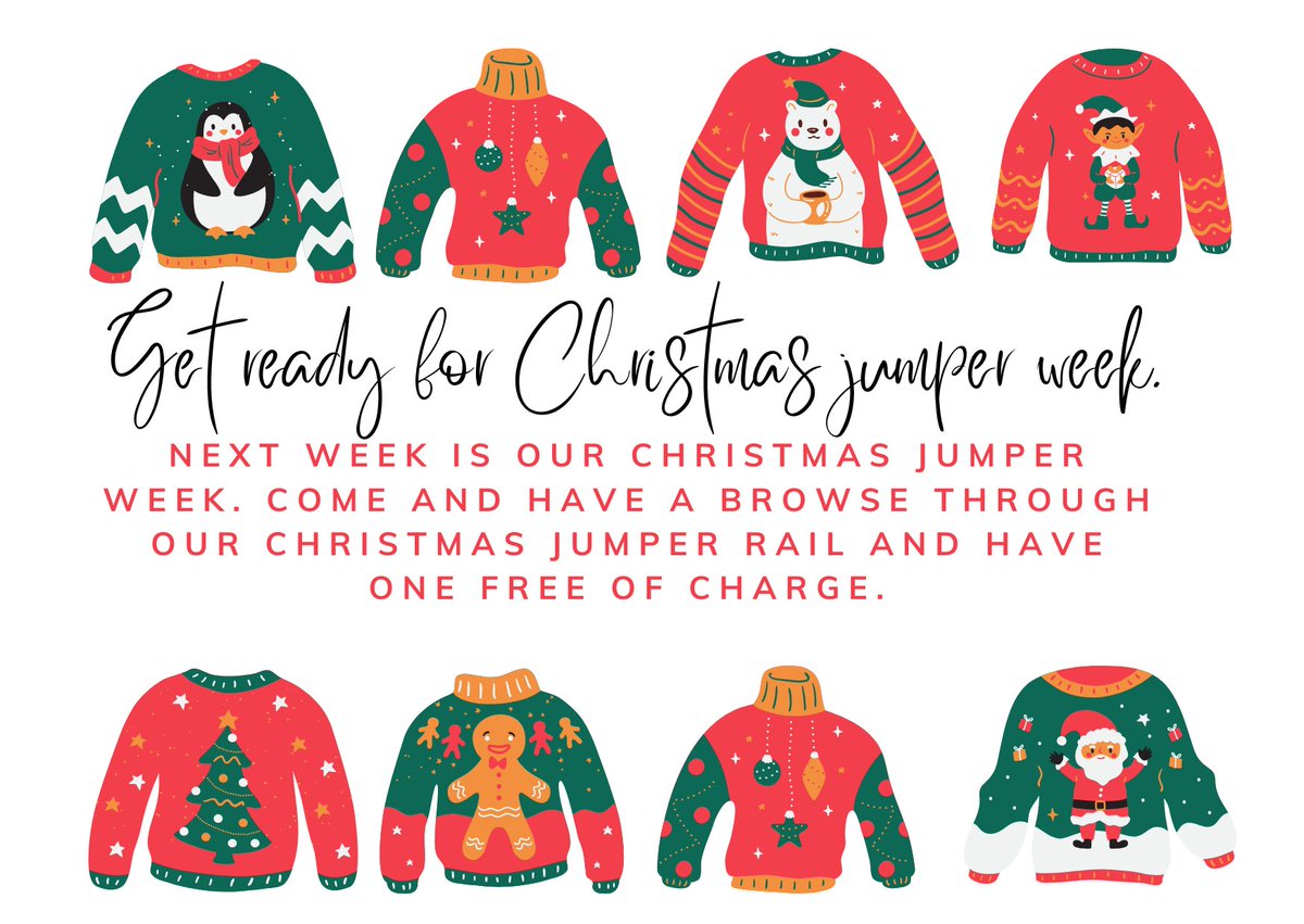 We still have plenty of Pre-loved Christmas jumpers available in The Lounge. Pop in and see what we have available. #TheOVway