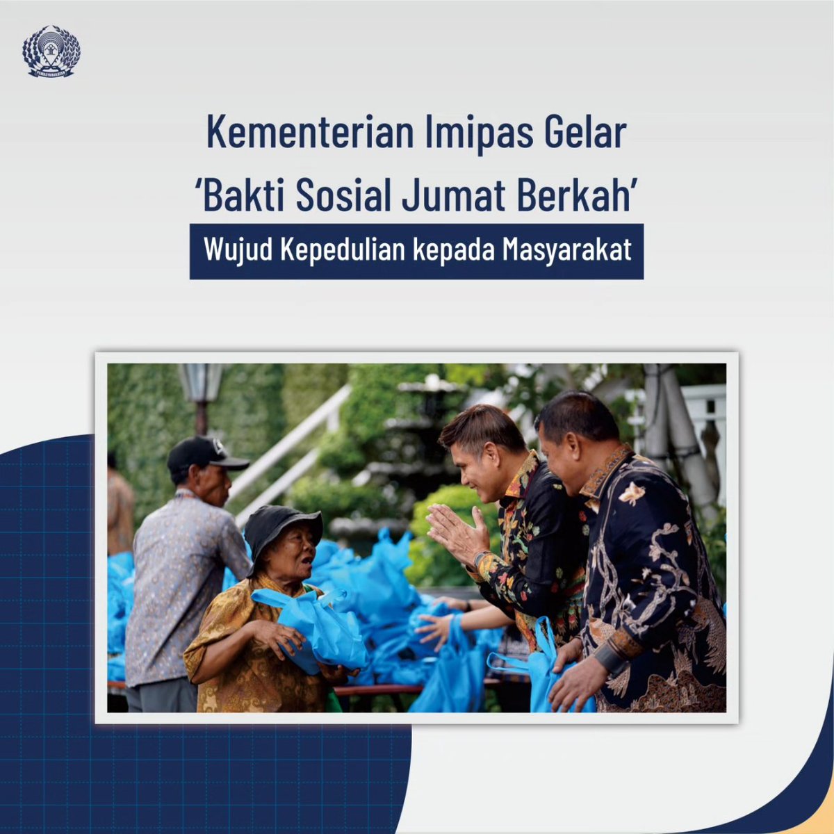 DITJEN_PAS's tweet image. Seluruh jajaran Kementerian Imigrasi dan Pemasyarakatan (Imipas), termasuk Direktorat Jenderal Pemasyarakatan (Ditjenpas), laksanakan 'Bakti Sosial Jumat Berkah', Jumat (13/12).  diberikan makanan  

#pemasyarakatan 
#ditjenpas 
#info_pas