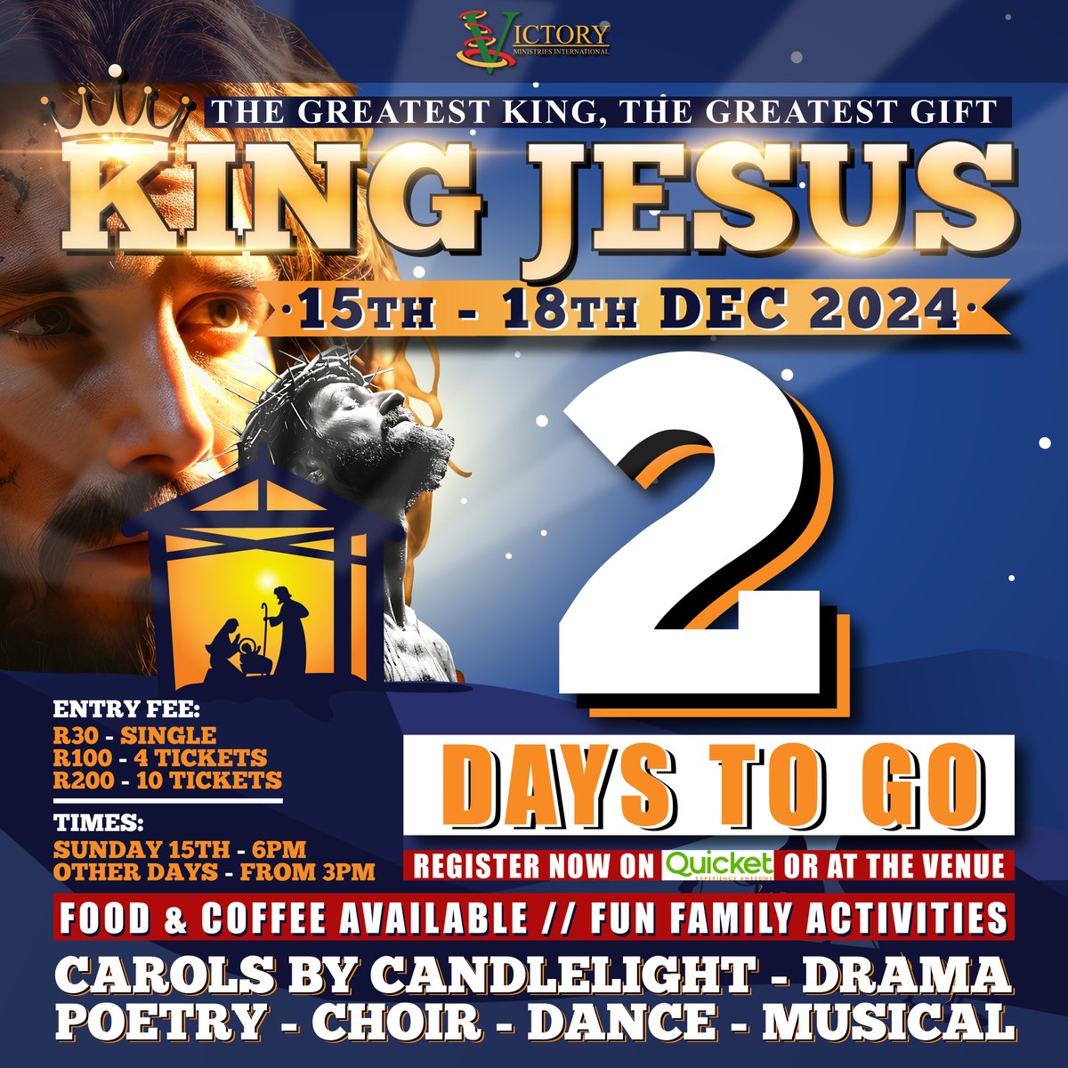 𝐎𝐍𝐋𝐘 𝟐 𝐃𝐀𝐘𝐒 𝐓𝐎 𝐆𝐎! 
The countdown is almost over, and the excitement is in the air! Join us as we celebrate  𝐓𝐡𝐞 𝐆𝐫𝐞𝐚𝐭𝐞𝐬𝐭 𝐊𝐢𝐧𝐠, 𝐓𝐡𝐞 𝐆𝐫𝐞𝐚𝐭𝐞𝐬𝐭 𝐆𝐢𝐟𝐭 – 𝐊𝐢𝐧𝐠 𝐉𝐞𝐬𝐮𝐬!