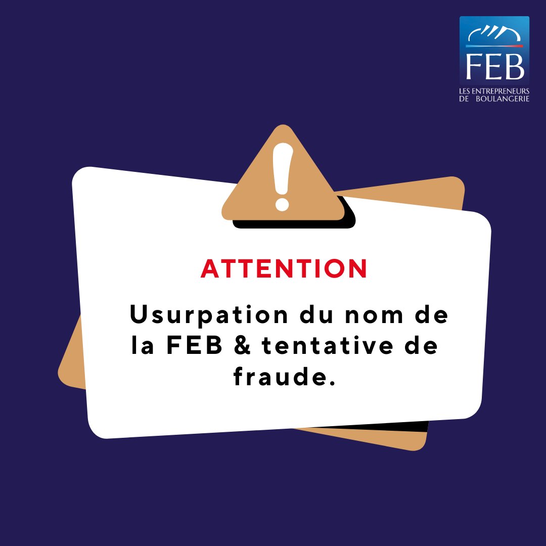 📢[Attention]⚠️ 

Nous avons été informés qu’une offre d’emploi frauduleuse, utilisant le nom de la FEB et d’une maison de magasins de Boulangerie, circule actuellement sur Indeed.
👉 Soyez vigilants : nous vous invitons également à signaler cette annonce frauduleuse.