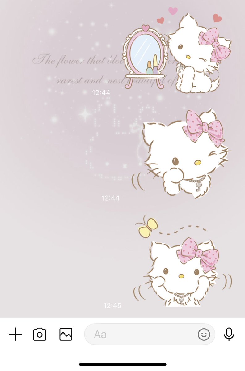 チャーミーキティのLINEスタンプ 買った🪽お友達も居るの可愛いꪔ̤🤍🍰