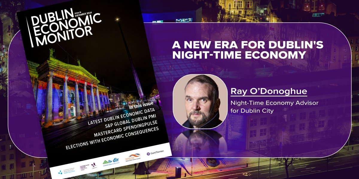 🗞️In the latest Dublin Economic Monitor, Ray O’Donoghue, Night-Time Economy Advisor for
Dublin City, describes his vision to foster a more dynamic, inclusive, and vibrant nightlife. 
Watch Ray discuss here youtube.com/watch?v=Pkox9u…
Or read the article here dublineconomy.ie/insights/a-new…