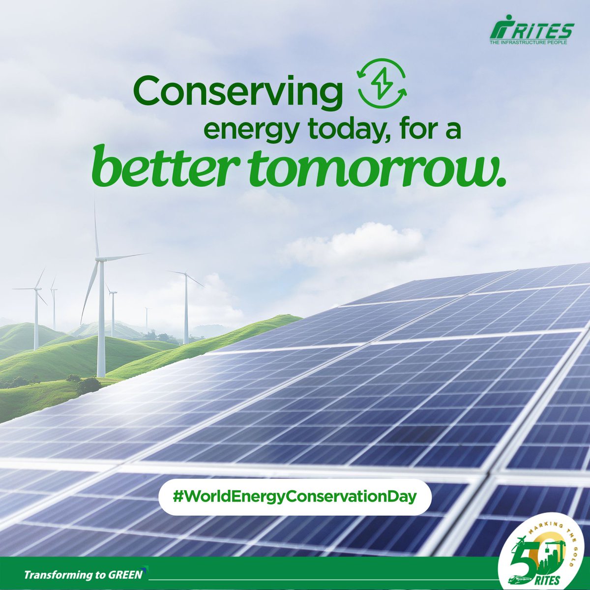 RITESLIMITED's tweet photo. At #RITES, sustainability isn't just a goal, it's a commitment. From solar and wind power projects to environment studies and energy-conservation practices, we're paving the way for a greener tomorrow. π±β‘
@RemcLtd
#WorldEnergyConservationDay #Infra4Future https://t.co/RgT3PJSWEX