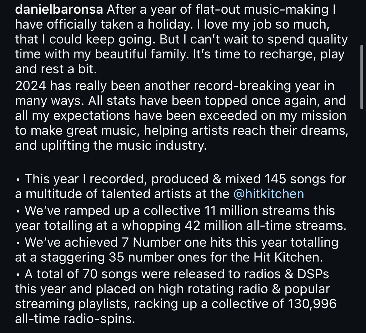 DanielBaronSA's tweet image. Grateful for another mega year! God bless 🙏🎙️ @Hit_Kitchen