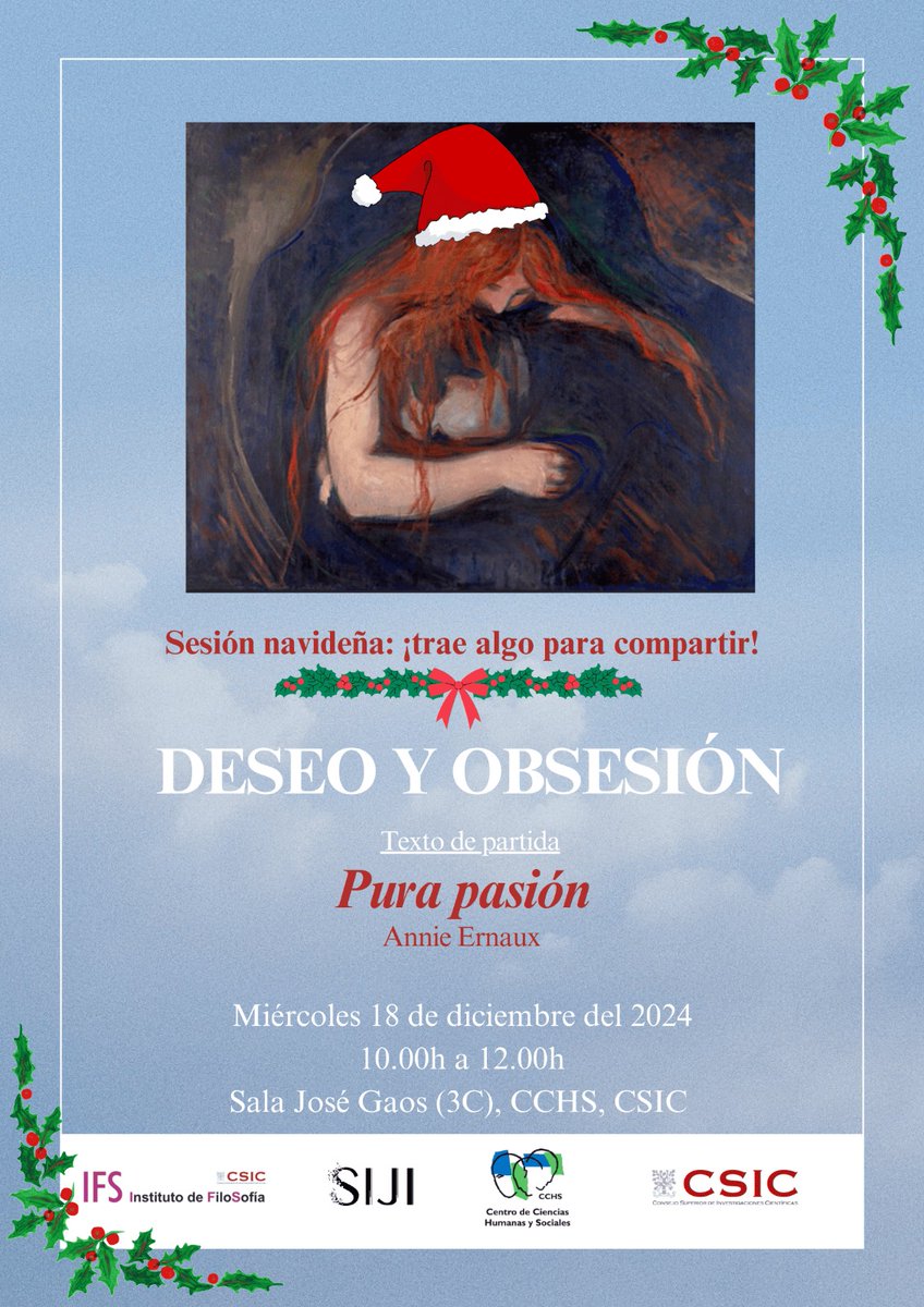 SIJI-CSIC (@siji_csic) on Twitter photo Queremos recordaros la próxima sesión del seminario de lectura mensual sobre el amor. Especial sesión navideña! Queremos recordaros la próxima sesión del seminario de lectura mensual sobre el amor. Especial sesión navideña!