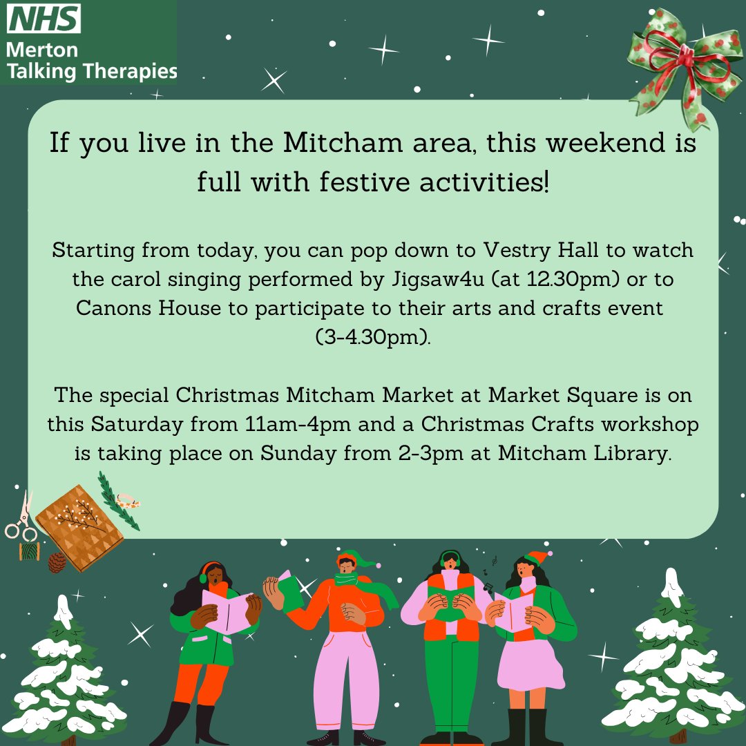 MertonWellbeing's tweet photo. Counting down to Christmas, Mitcham hosts lots of different festive activities. Why not take a stroll around the area and enjoy some jolly events?
@Jigsaw4u #merton #mitcham @MertonLibraries #wellbeing #keepconnected https://t.co/LsiC2D3vK2
