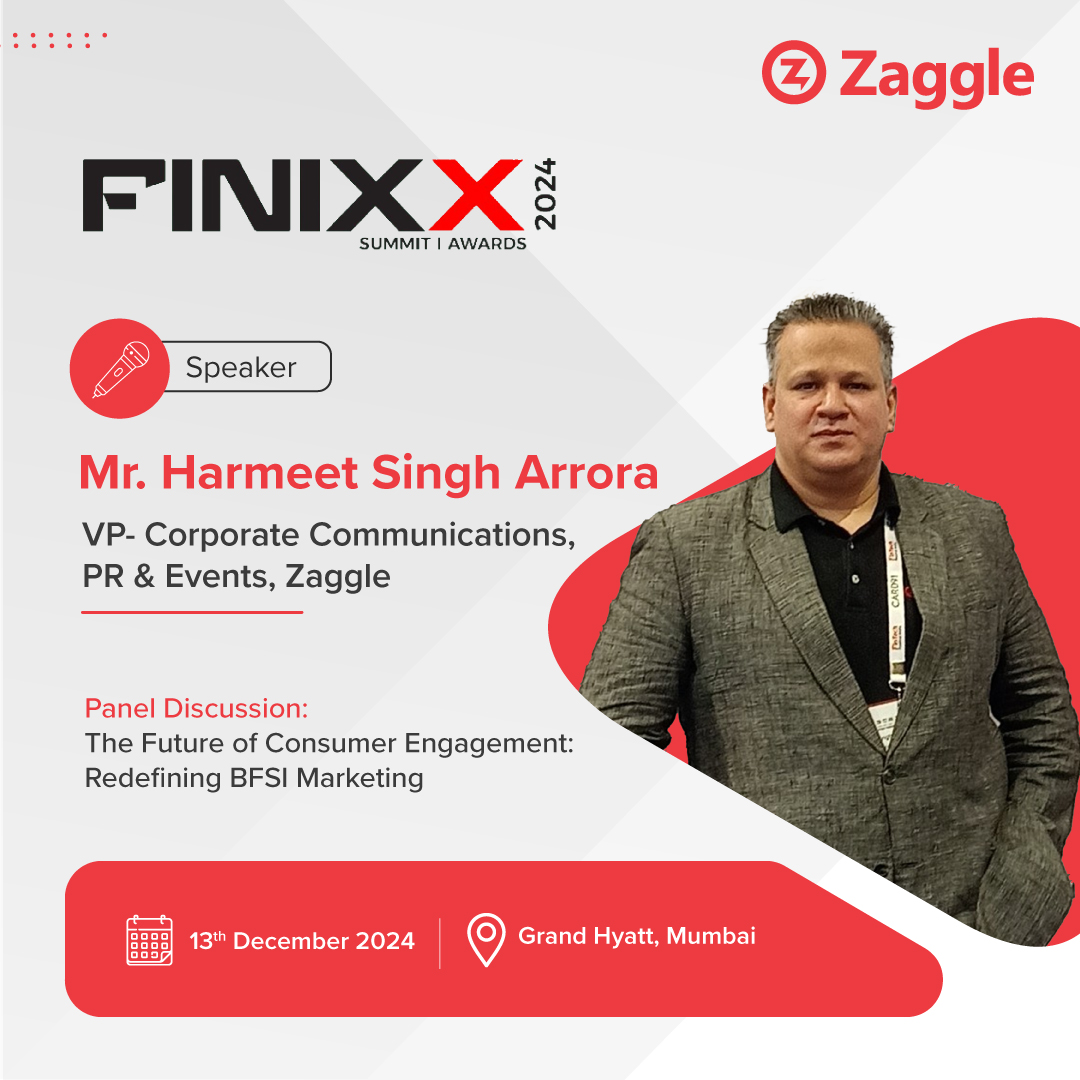 zaggleapp's tweet photo. We are delighted to announce that Mr. Harmeet Singh Arora, VP of Corporate Communications, PR &amp; Events at Zaggle, will speak at a panel discussion at the Finnix Summit &amp; Awards 2024!

#Zaggle #SaaS #Fintech #FINNIX #FINNIXsummit
#FINIXX2024 #BFSI #Fintechinnovation #Innovation https://t.co/Ym7yObvGAD
