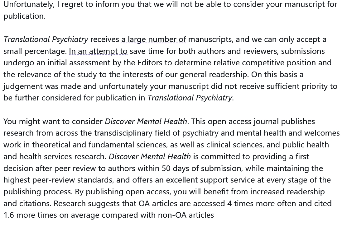 Lesson learned: NEVER TRUST any transfer offer from editors—they are mostly a formality. Spent months revising with a 13k+ word (37p) response letter. The result? A desk rejection without explanation. On the bright side, we saved $5,000 in APCs.