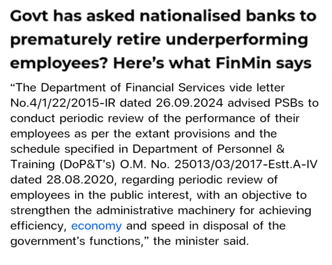 Govt has asked nationalised banks to prematurely retire underperforming employees? Here’s what FinMin says