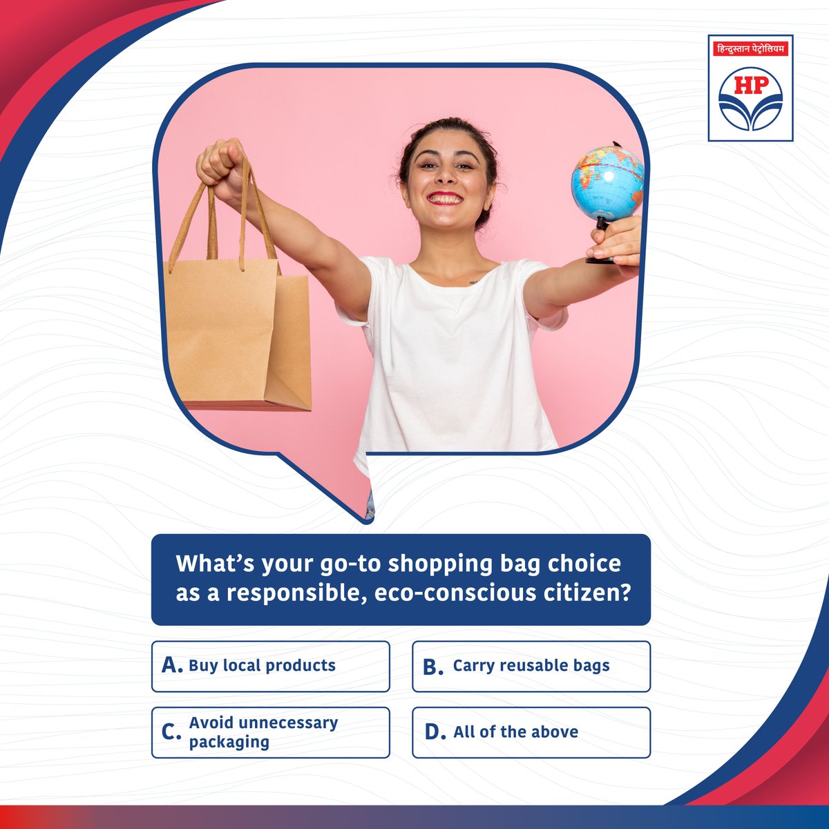 HPCL's tweet photo. Shopping sustainably benefits everyone! Which tip do you follow? #EcoShopping #GreenTips https://t.co/fKw8QE5nlZ