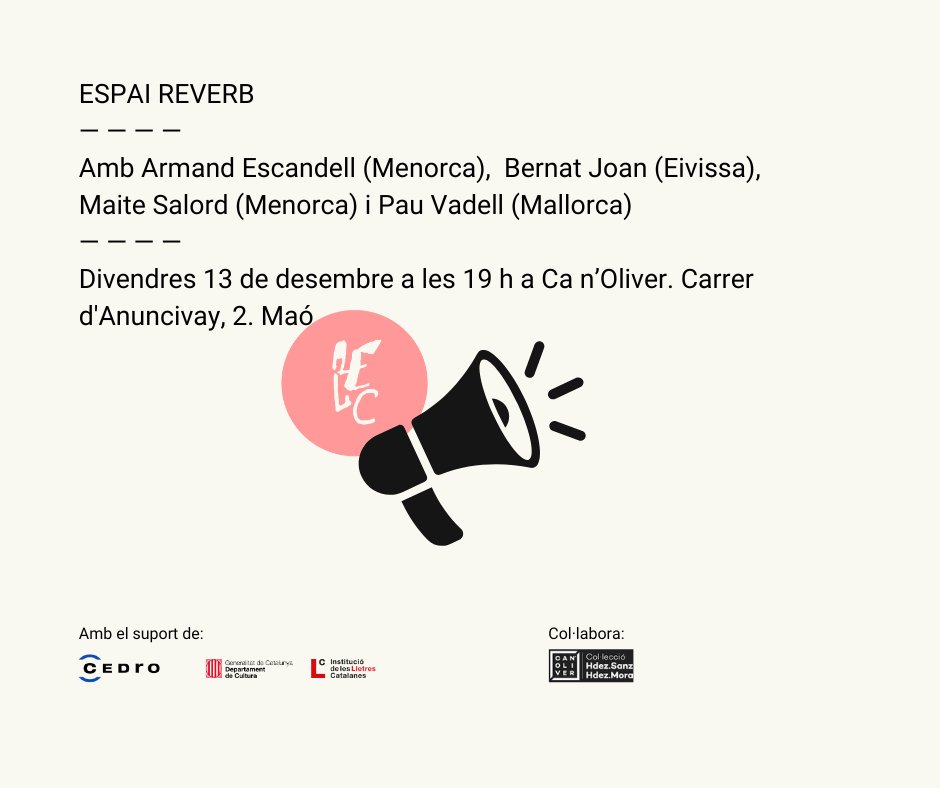 Avui a Ca n'Oliver, amb Maite Salord, Armand Escandell, Bernat Joan i Pau Vadell, de la mà de Damià Rotger