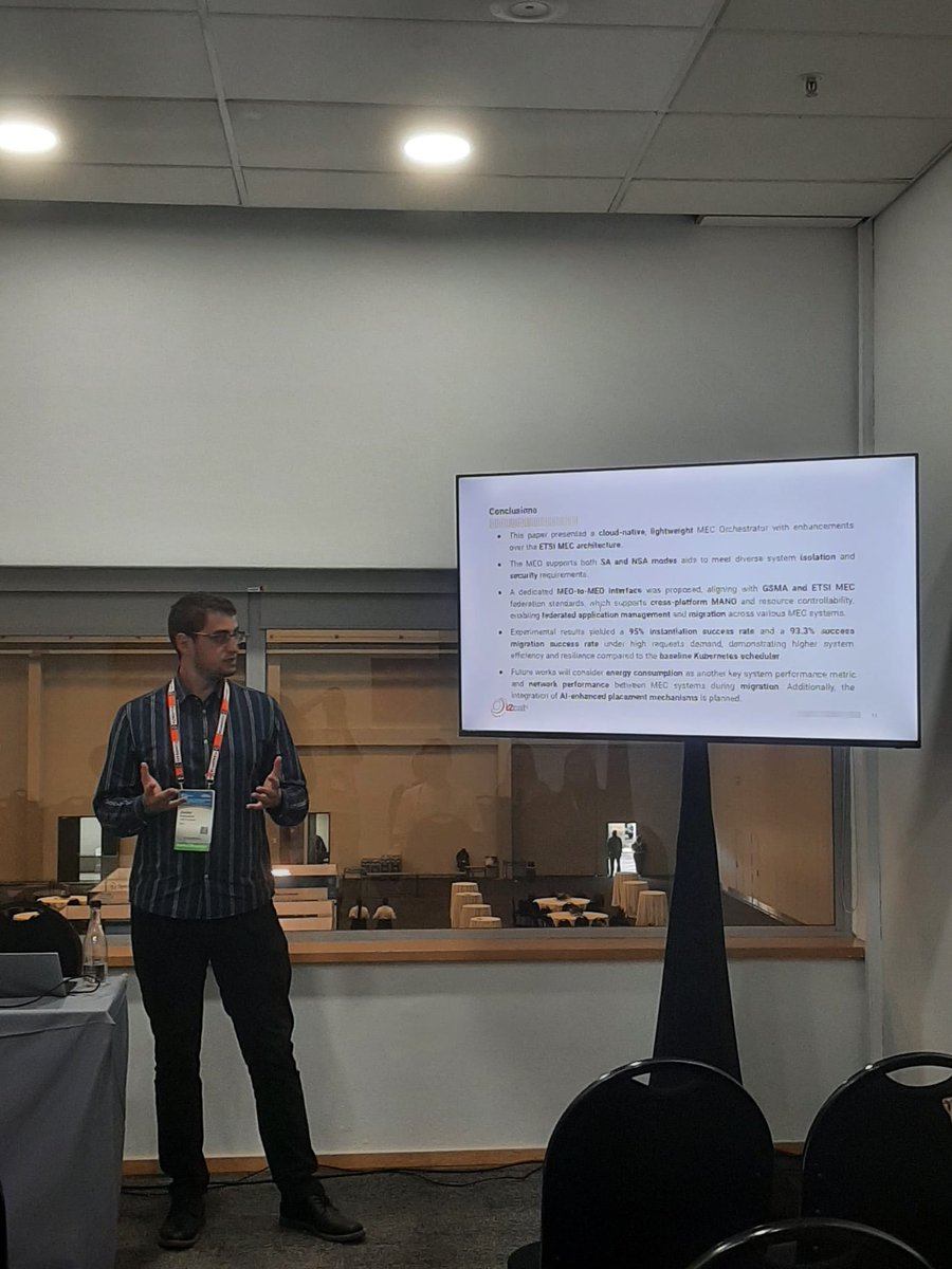 I-CONDA Project (@iconda_project) on Twitter photo This week J. Palomares presented the paper "MEO: An Enhanced MEC Orchestrator for Federated and Distributed MEC Systems" at GLOBECOM 2024 in South Africa. This work, also coauthored by <a href="/CEstefaniaC/">Estefanía Coronado #Pint25ALB</a>, C. Cervelló, E. Carmona and <a href="/MShuaibSiddiqui/">Shuaib Siddiqui</a>, is partially supported by I-CONDA This week J. Palomares presented the paper "MEO: An Enhanced MEC Orchestrator for Federated and Distributed MEC Systems" at GLOBECOM 2024 in South Africa. This work, also coauthored by <a href="/CEstefaniaC/">Estefanía Coronado #Pint25ALB</a>, C. Cervelló, E. Carmona and <a href="/MShuaibSiddiqui/">Shuaib Siddiqui</a>, is partially supported by I-CONDA