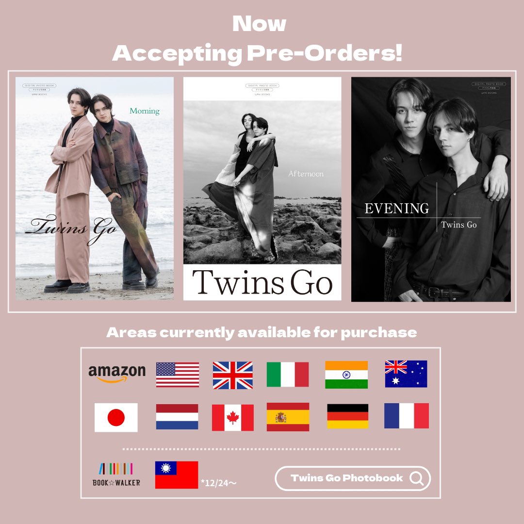 GoTwins_twt's tweet photo. Finally !!!
Now accepting pre-order for our first photo books in areas other than Japan ☺️☺️
 Thank you so much for your support!

https://t.co/58P1XABLWp https://t.co/tEMBro0Dlg