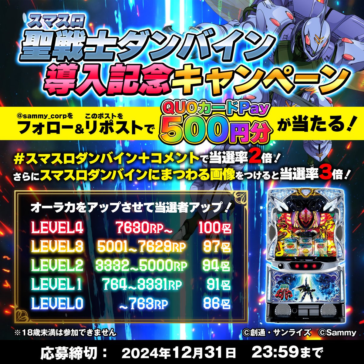 スマスロ 聖戦士ダンバイン」人気御礼? 導入記念CP開催 