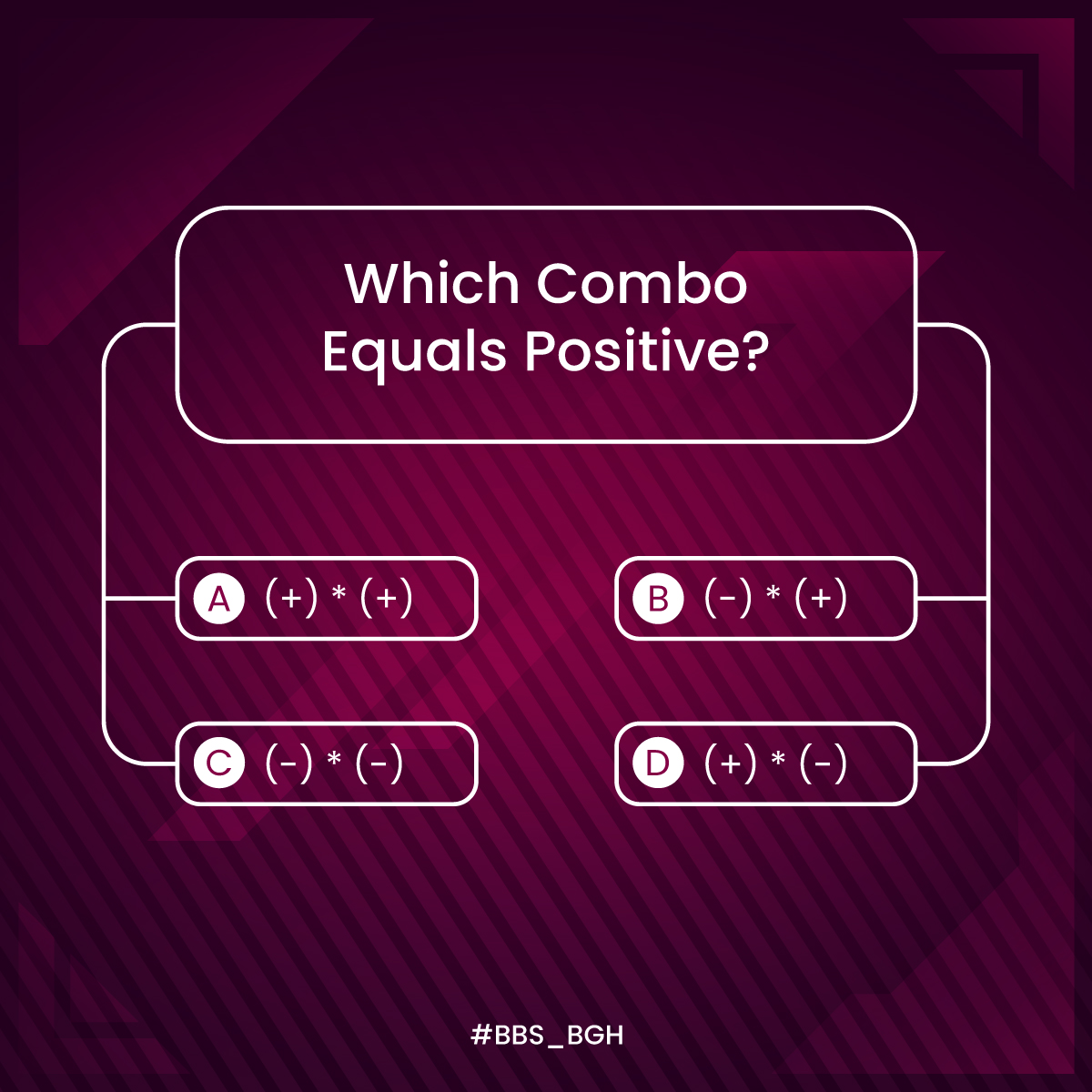 BBS_BGH's tweet photo. Which sign pair results in a positive value?

#MathChallenge #BrainTeasers #MathPuzzles #MathFun #SolveThis #InteractiveLearning #TestYourKnowledge #ChallengeYourMind #EngageWithMath #MathTrivia #BalBhartiSchool #BBS_BGH #Bahadurgarh https://t.co/yuteZqHY4T