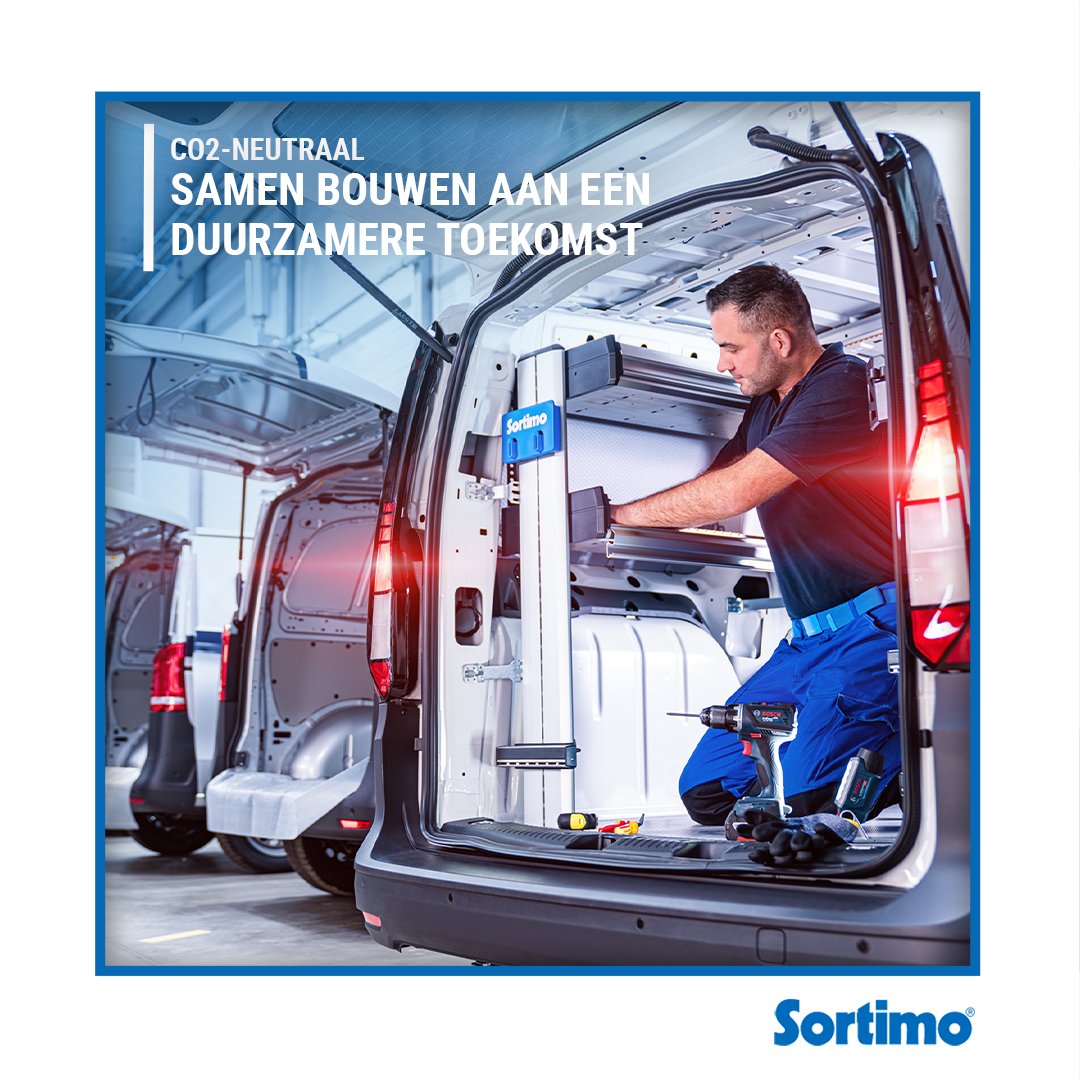 🌍 Als wagenparkbeheerder wil je niet alleen efficiëntie, maar ook duurzaamheid in je wagenpark. 
Onze Sortimo bedrijfswageninrichtingen worden geproduceerd met de focus op CO2-neutrale productie en het gebruik van lichtgewicht materialen.