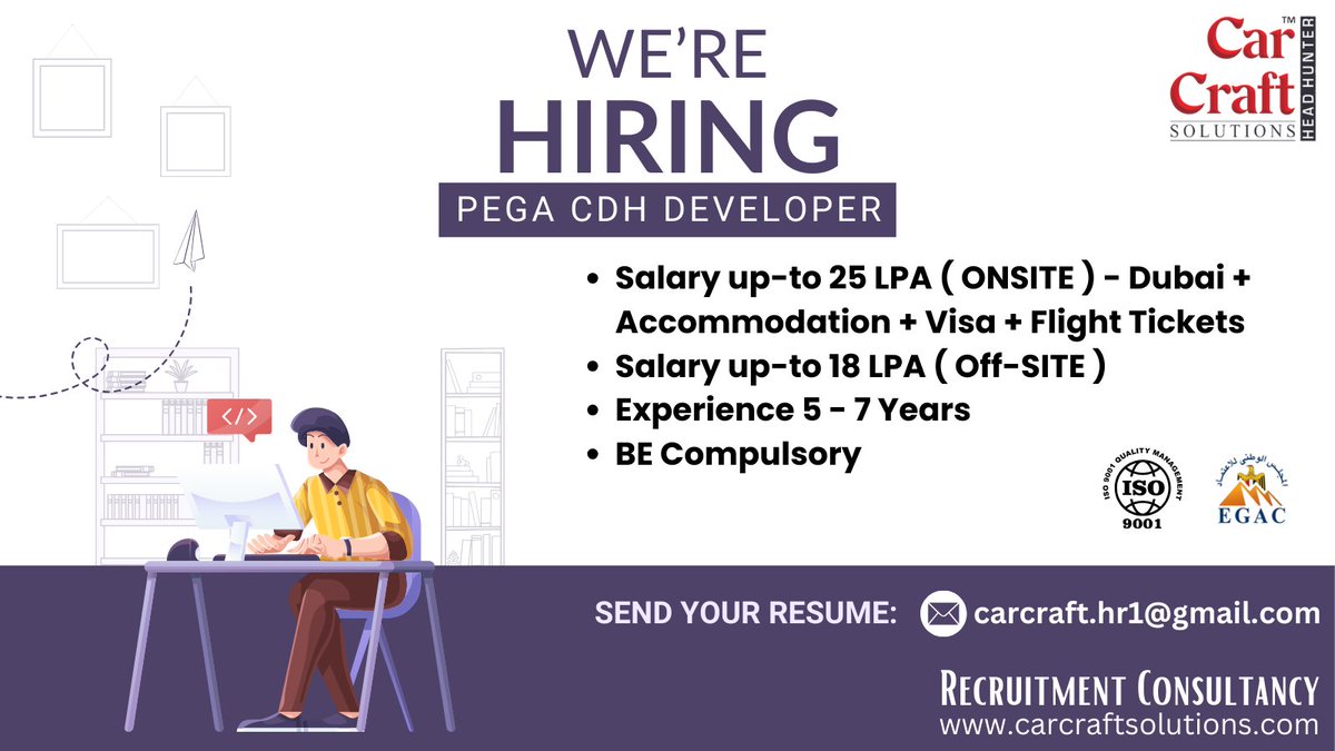 CarCraft Solutions (@carcrafthr) on Twitter photo We're Hiring now for IT Industry
Interested Candidates with relevant Experience can E-mail their resumes to carcraft.hr1@gmail.com
Refer share Tag as you can
Best regards,
CarCraft Solutions
#dubaitrip #PEGA #SoftwareEngineer #SoftwareDevelopment #niftycrash We're Hiring now for IT Industry
Interested Candidates with relevant Experience can E-mail their resumes to carcraft.hr1@gmail.com
Refer share Tag as you can
Best regards,
CarCraft Solutions
#dubaitrip #PEGA #SoftwareEngineer #SoftwareDevelopment #niftycrash