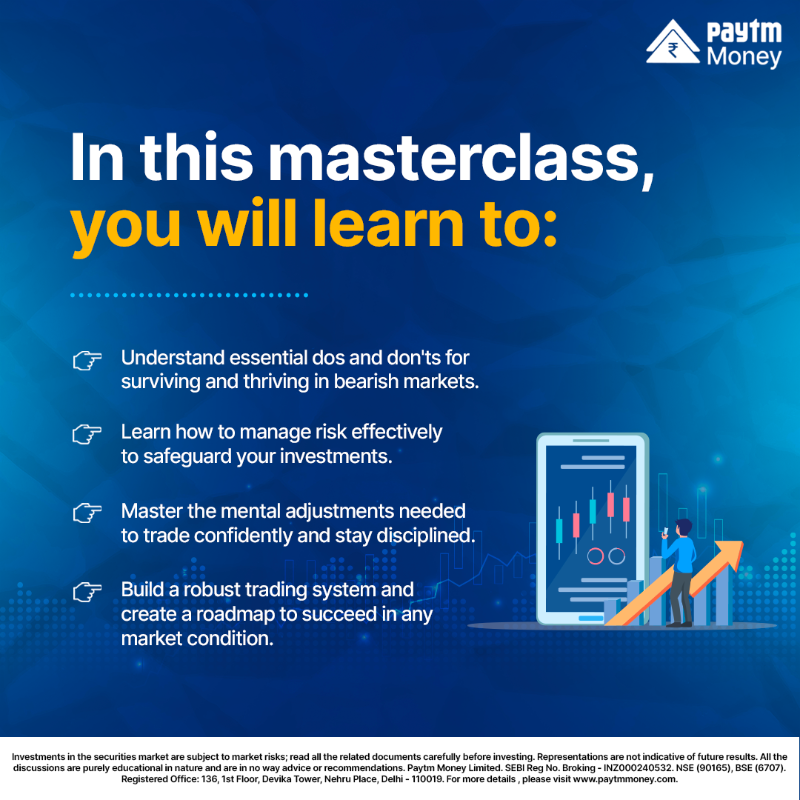 PaytmMoney's tweet photo. Join Neeraj Gogoi, Edu Coach, Paytm Money, in our #Masterclass ‘How to Trade &amp; Invest in the #FallingMarket’ where he shares useful strategies &amp; insights during market dips. 

Date- 18th Dec 2024
Time- 4:30 to 6:30 PM
Fee- ₹49

#LearnWithPaytmMoney #PaytmMoney #MarketStrategies