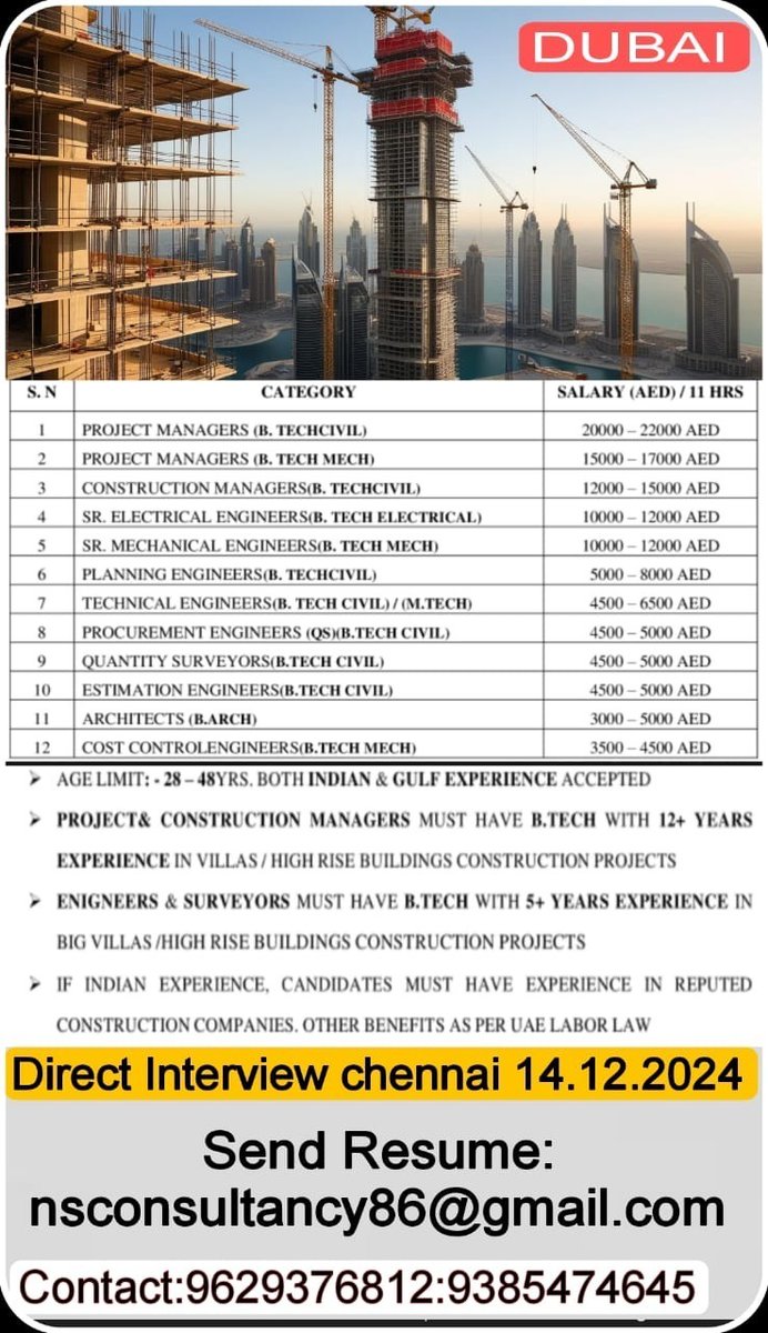 Mohandes_pon's tweet image. Direct client Interview at Chennai 

Date:14.12.24

#JobVacancy_Alert
#uaejobs
#engineeringjobs 
#construction
#Dubaijobs