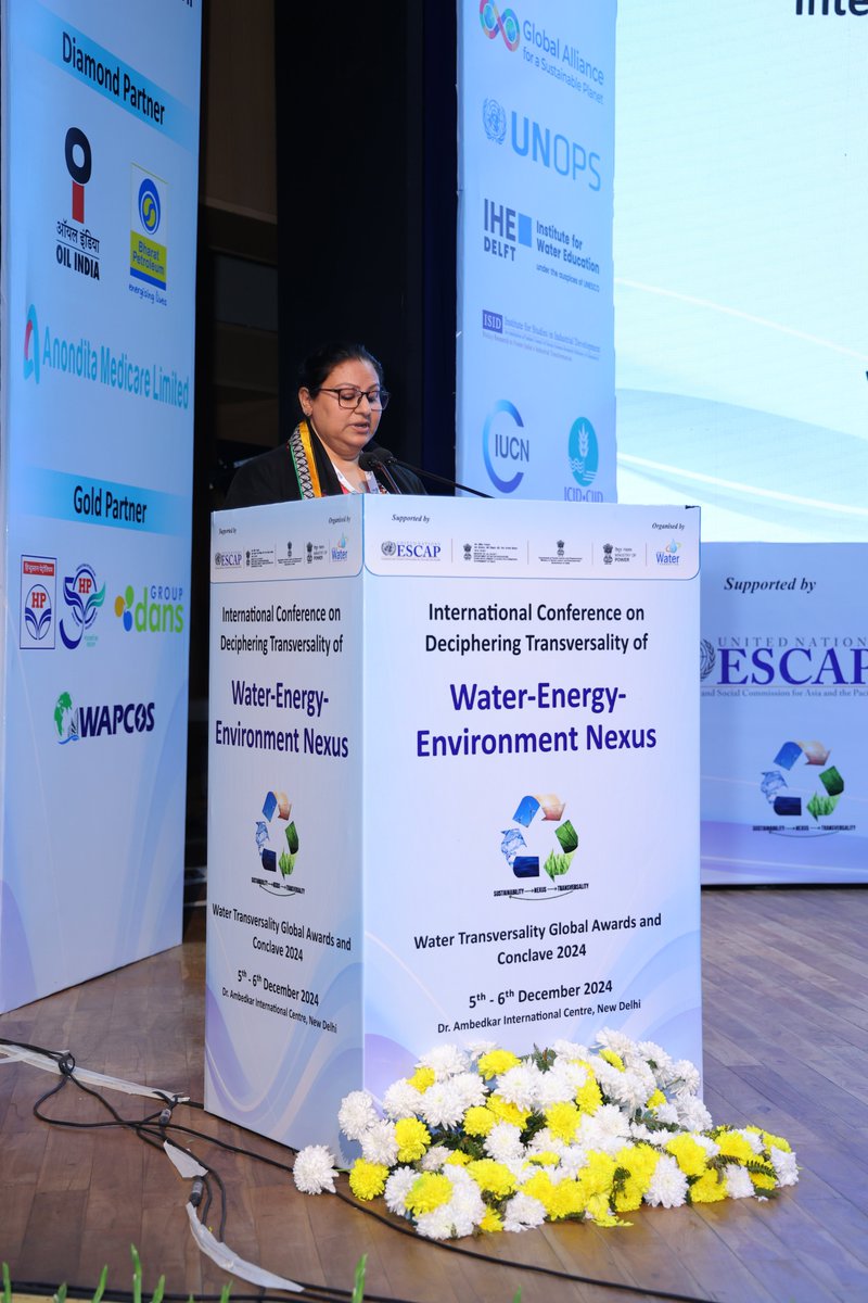 IndiaWaterFoun1's tweet photo. Said Ms. Shweta Tyagi, Chief Functionary, IWF at a valedictory ceremony of the International Conference on Water Energy and Environment Nexus on 5-6th December 2024 @DrAmbedkarInte2 #nexusthinking #integration #collaboration #together #breaksilos #interdependencies https://t.co/oXBVTK7MRF