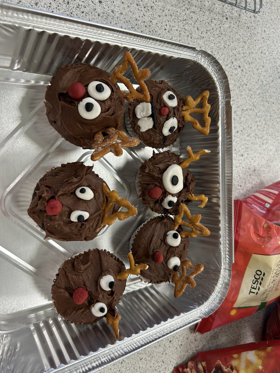 ChrystonFTT's tweet photo. Some fun and creative Christmas treat lessons, Reindeer cupcakes with s3’s https://t.co/c59m58YmpW